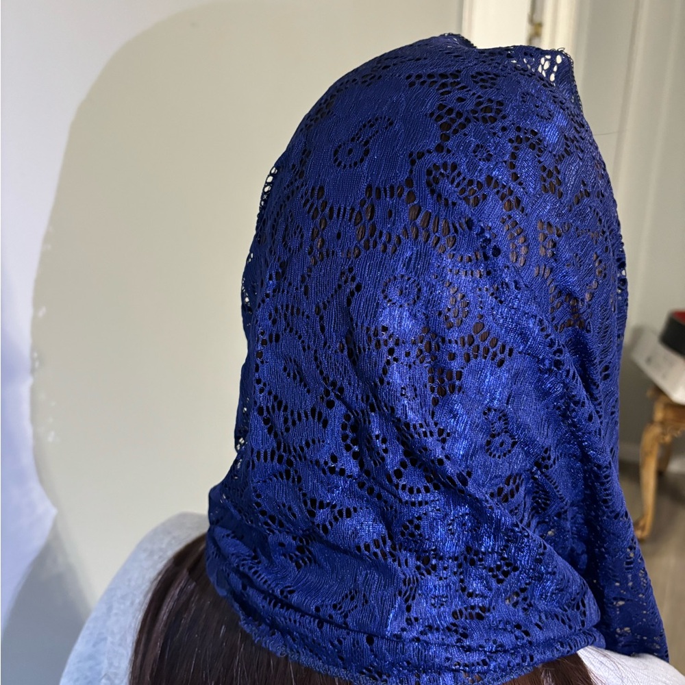 Deep blue handmade mantilla /scarf